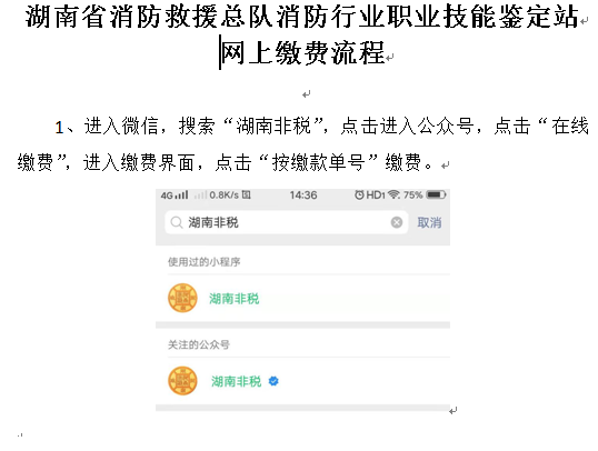 湖南省消防救援总队消防行业职业技能鉴定站 网上缴费流程